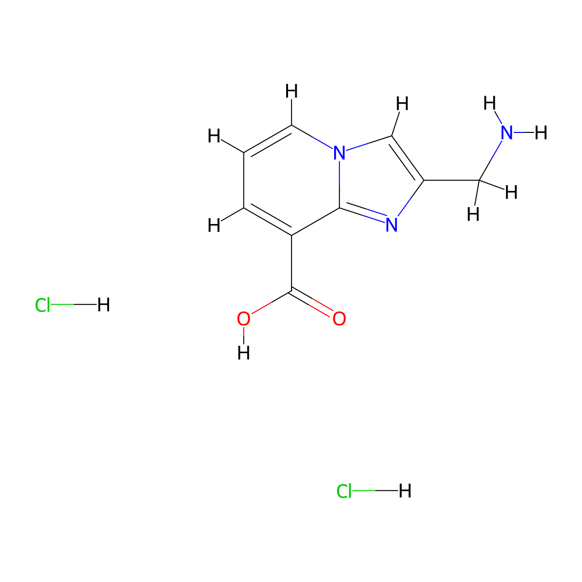 2-(Aminomethyl)imidazo[1,2-a]pyridine-8-carboxylic acid dihydrochloride molecular structure, CAS 2680540-27-4