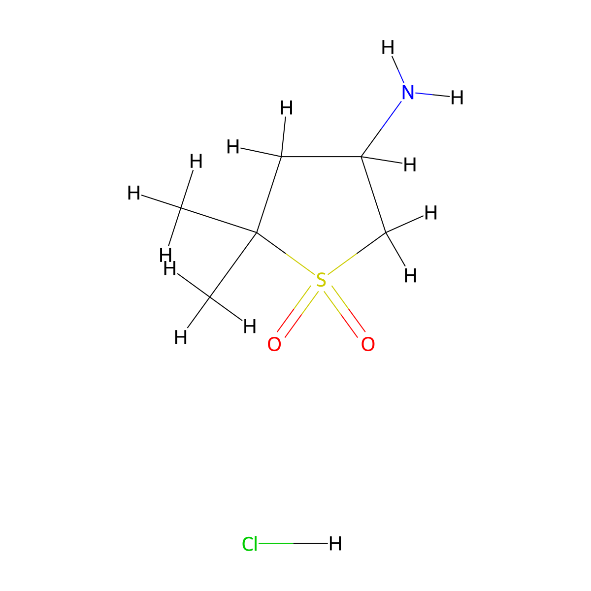 4-Amino-2,2-dimethyl-1lambda6-thiolane-1,1-dione hydrochloride molecular structure, CAS 2680540-30-9