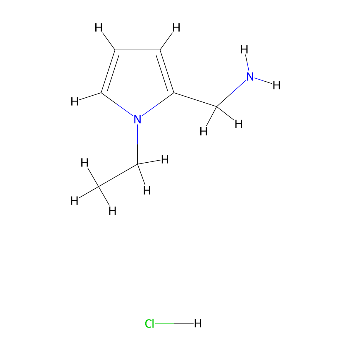 1-(1-ethyl-1H-pyrrol-2-yl)methanamine hydrochloride molecular structure, CAS 2680540-31-0