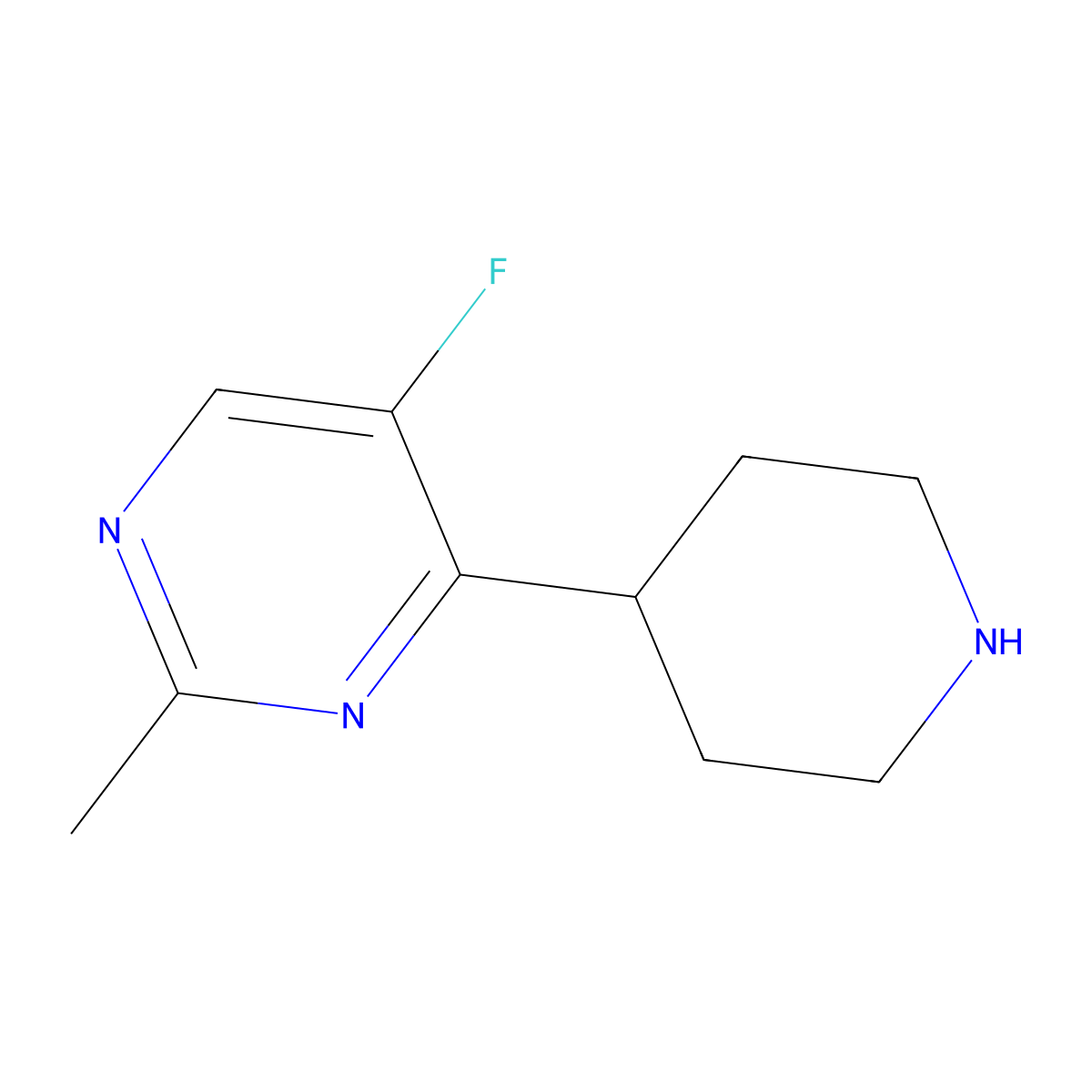 5-Fluoro-2-methyl-4-(piperidin-4-yl)pyrimidine molecular structure, CAS 2680540-35-4