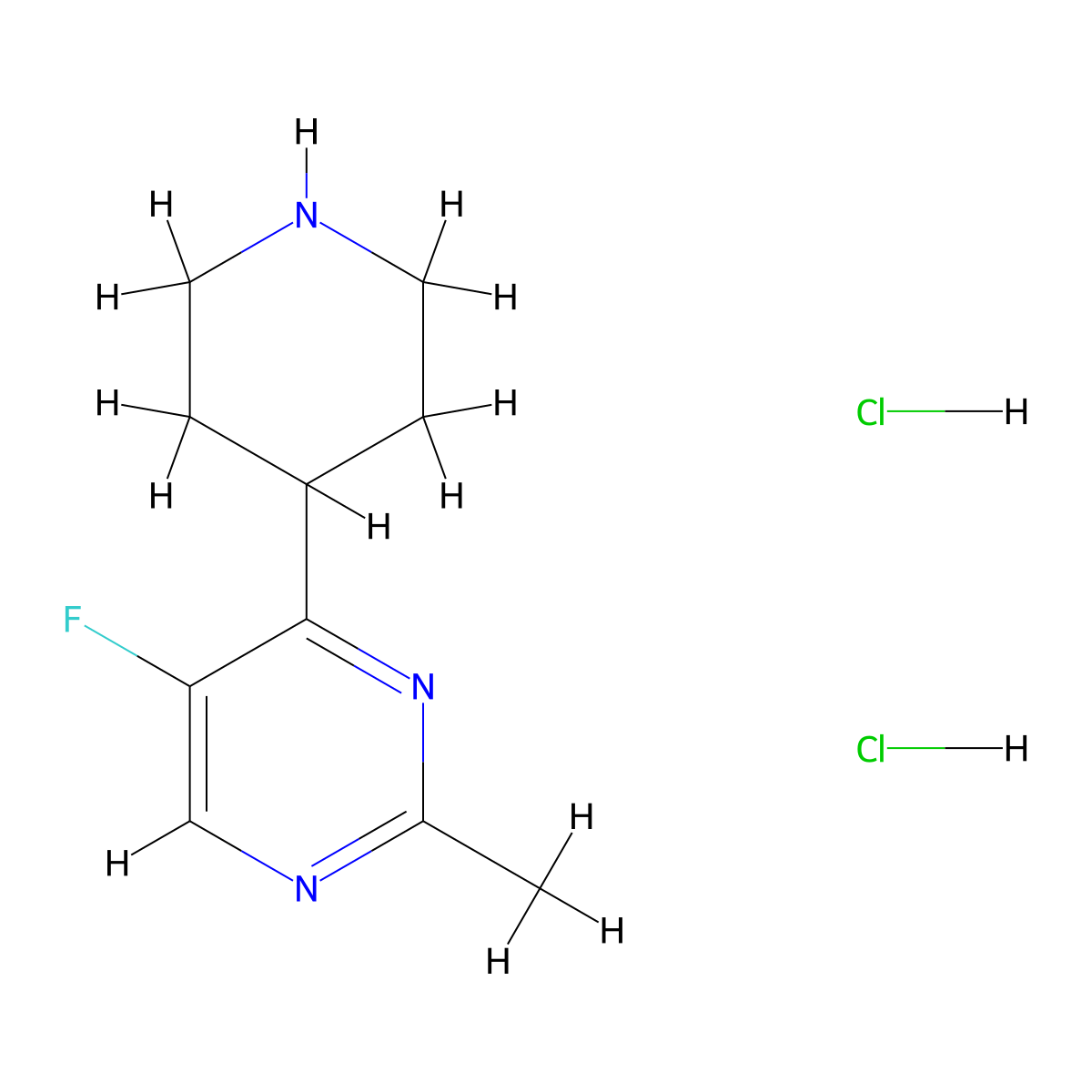 5-Fluoro-2-methyl-4-(piperidin-4-yl)pyrimidine dihydrochloride molecular structure, CAS 2680540-36-5