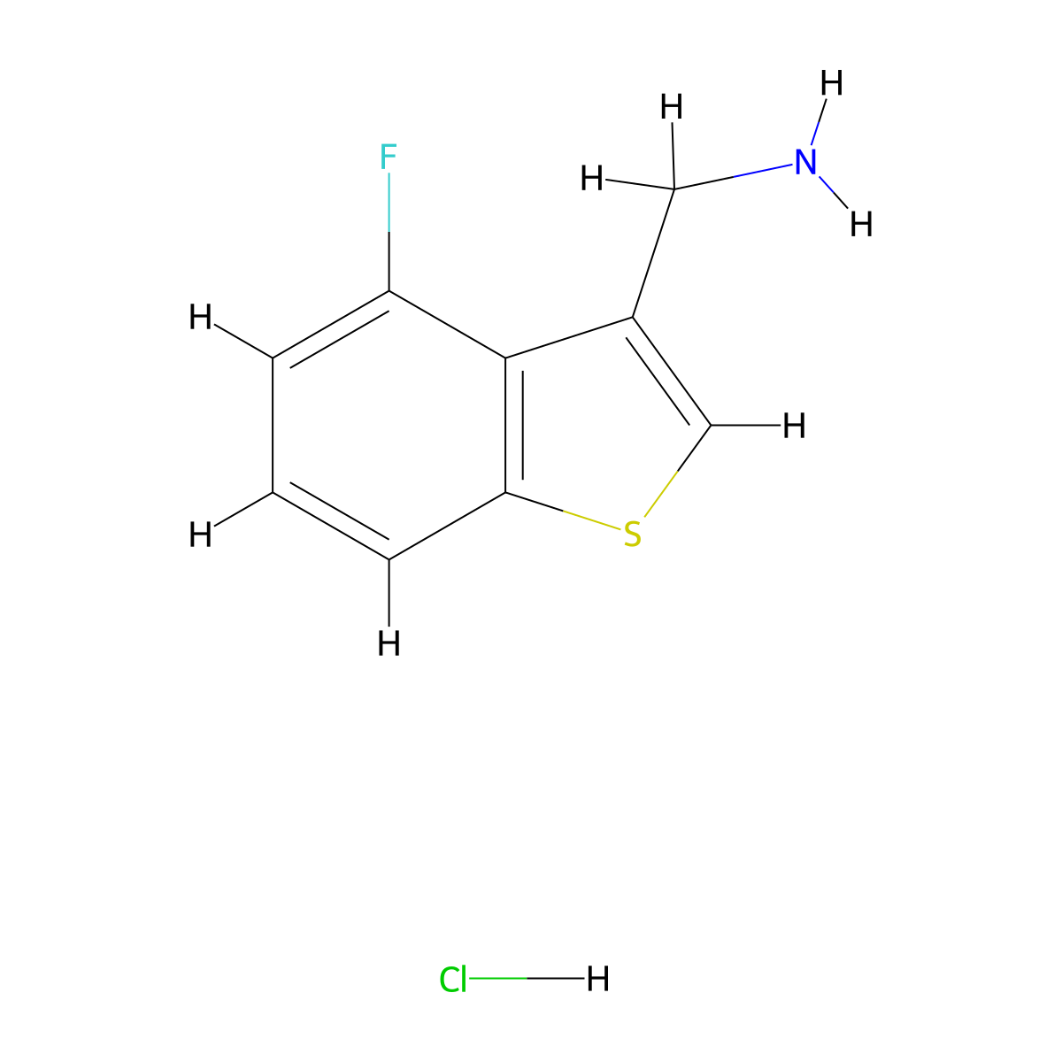 1-(4-Fluoro-1-benzothiophen-3-yl)methanamine hydrochloride molecular structure, CAS 2680540-38-7