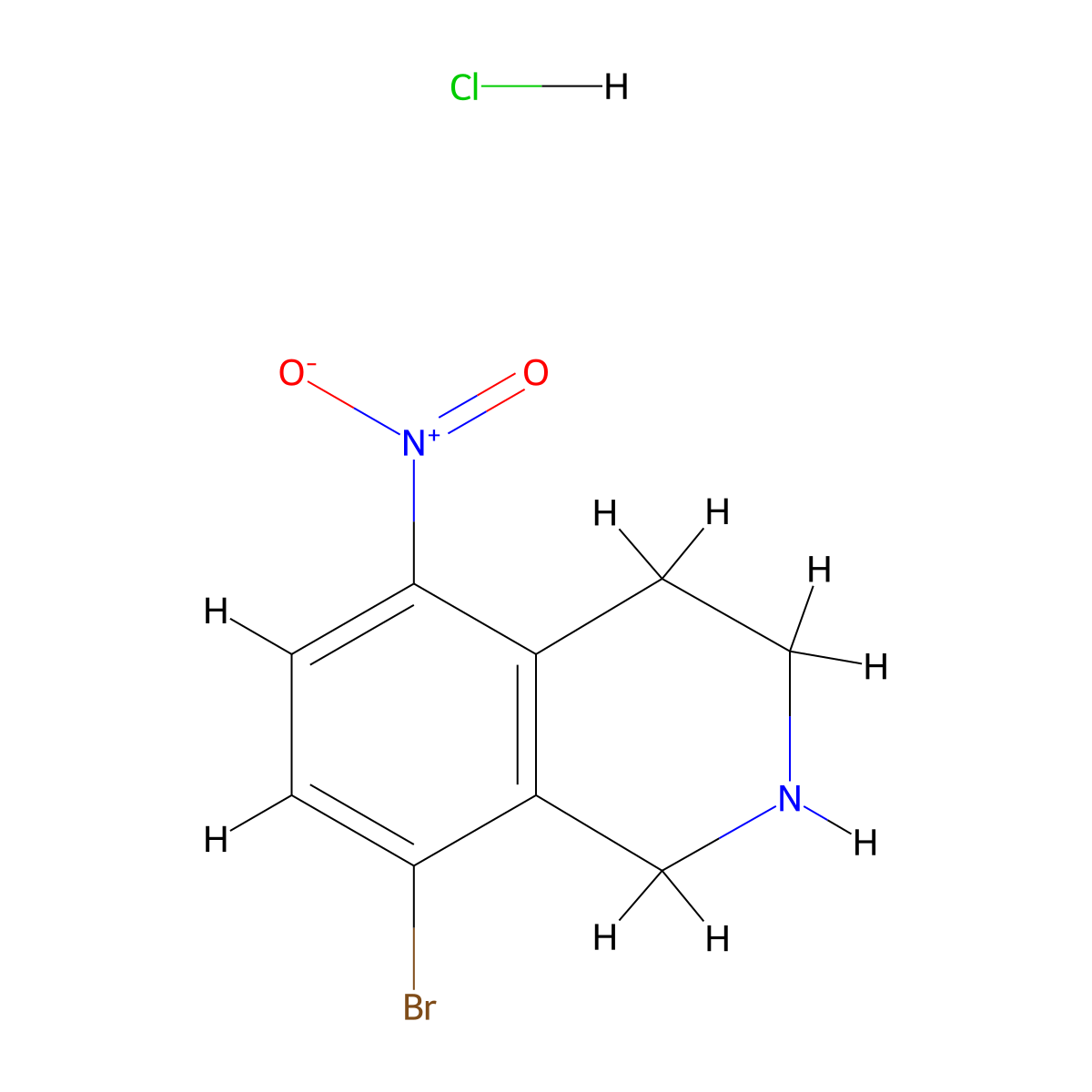8-Bromo-5-nitro-1,2,3,4-tetrahydroisoquinoline hydrochloride molecular structure, CAS 2680540-40-1