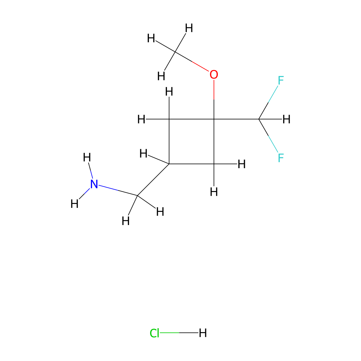1-[3-(Difluoromethyl)-3-methoxycyclobutyl]methanamine hydrochloride molecular structure, CAS 2680540-46-7