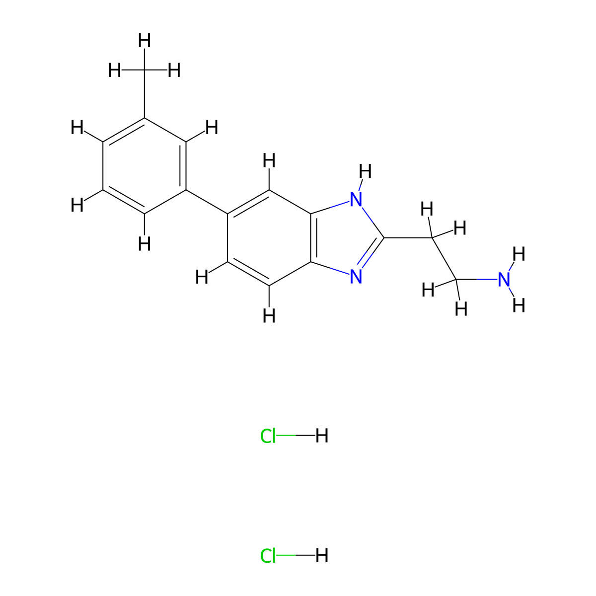 2-(5-(3-methylphenyl)-1H-1,3-benzodiazol-2-yl)ethan-1-amine dihydrochloride molecular structure, CAS 2680540-51-4
