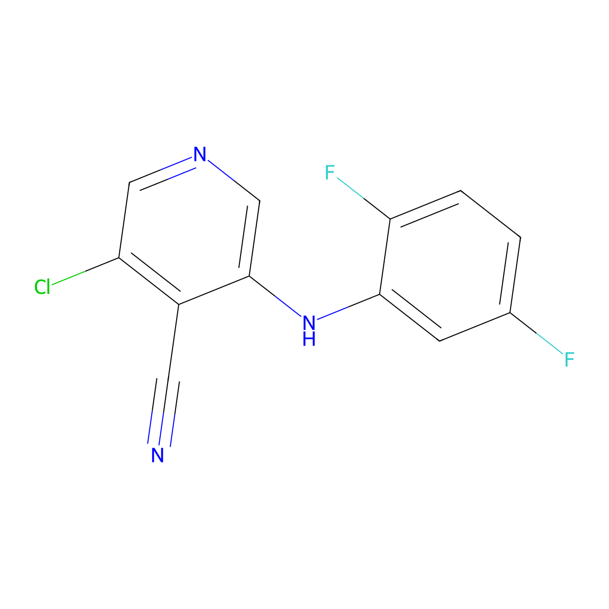 3-Chloro-5-[(2,5-difluorophenyl)amino]pyridine-4-carbonitrile molecular structure, CAS 2680540-59-2