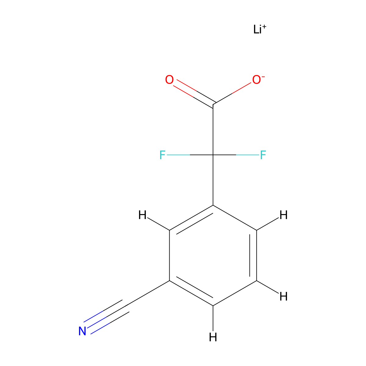Lithium(1+) 2-(3-cyanophenyl)-2,2-difluoroacetate molecular structure, CAS 2680540-61-6