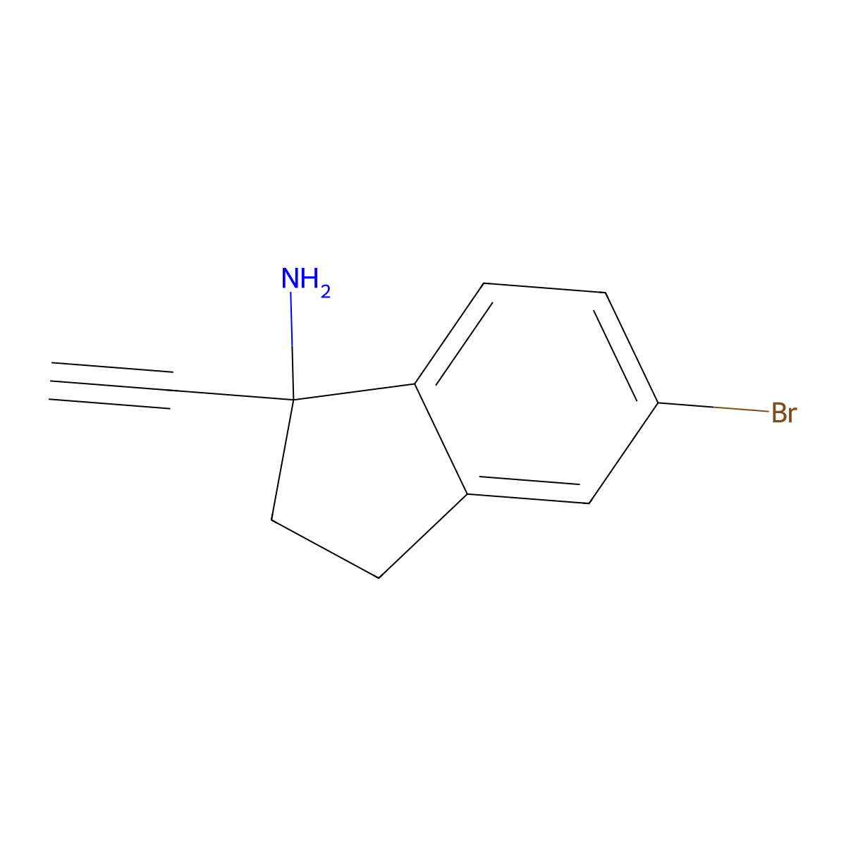 5-bromo-1-ethynyl-2,3-dihydro-1H-inden-1-amine molecular structure, CAS 2680540-63-8