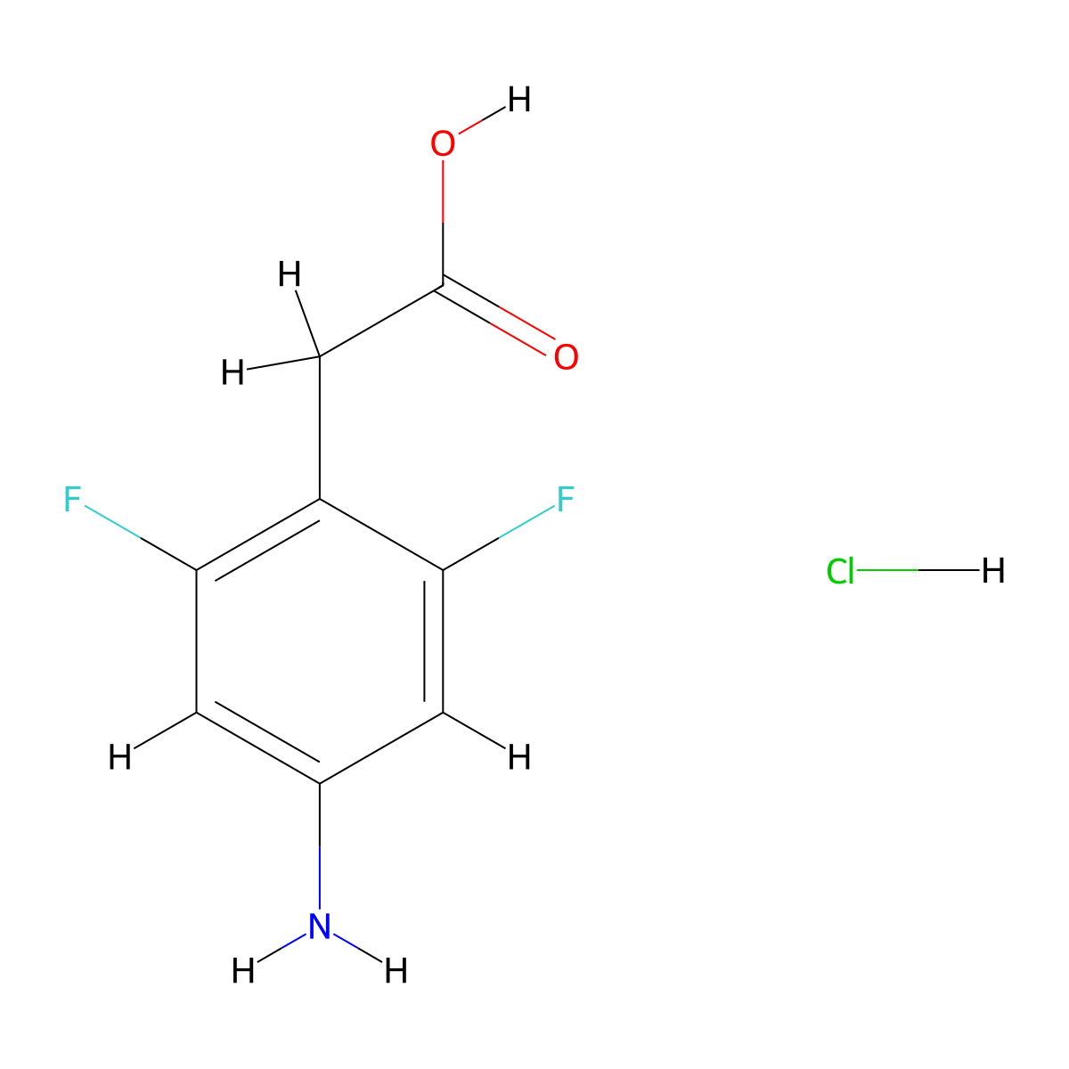 2-(4-Amino-2,6-difluorophenyl)acetic acid hydrochloride molecular structure, CAS 2680540-67-2