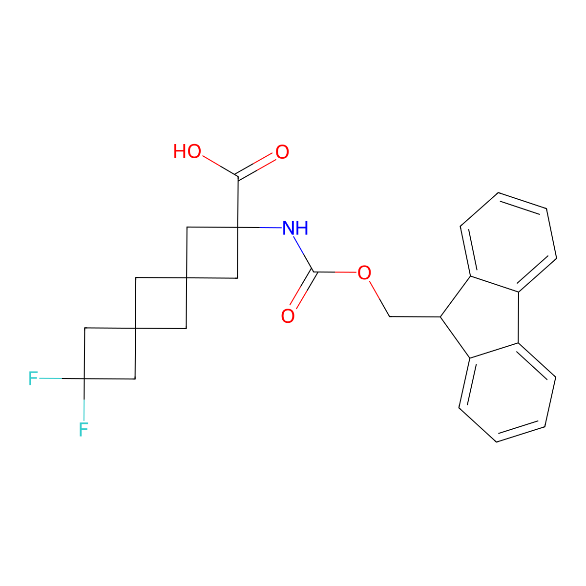 2-({[(9H-fluoren-9-yl)methoxy]carbonyl}amino)-8,8-difluorodispiro[3.1.3^{6}.1^{4}]decane-2-carboxylic acid molecular structure, CAS 2680540-73-0
