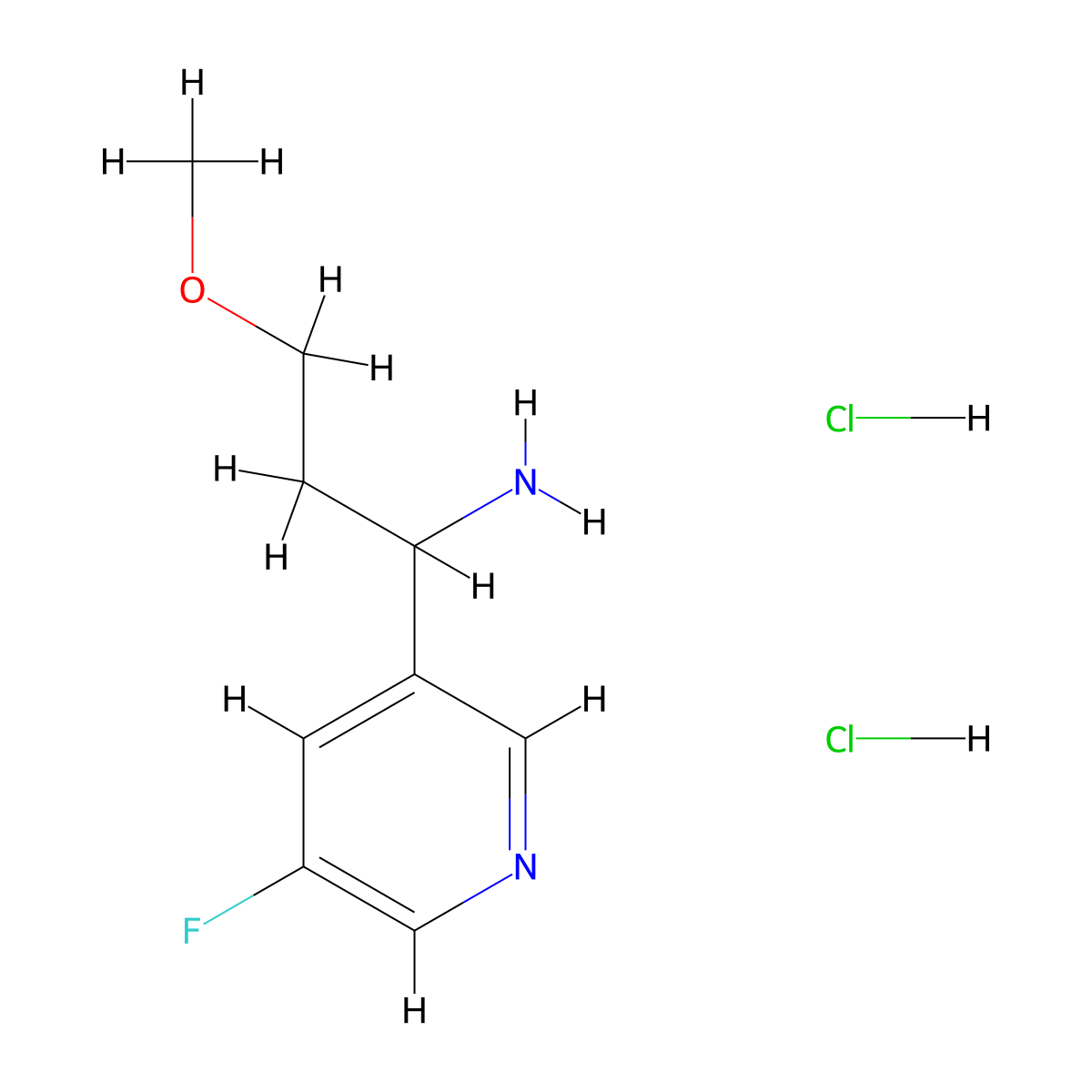 1-(5-Fluoropyridin-3-yl)-3-methoxypropan-1-amine dihydrochloride molecular structure, CAS 2680540-74-1