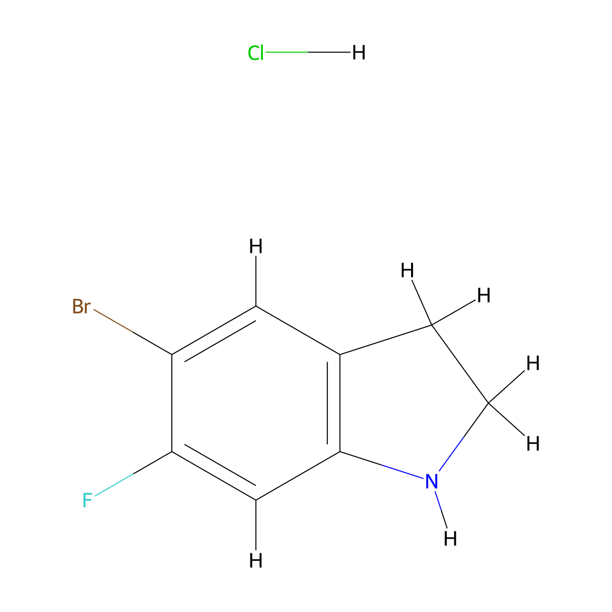 5-bromo-6-fluoro-2,3-dihydro-1H-indole hydrochloride molecular structure, CAS 2680540-78-5