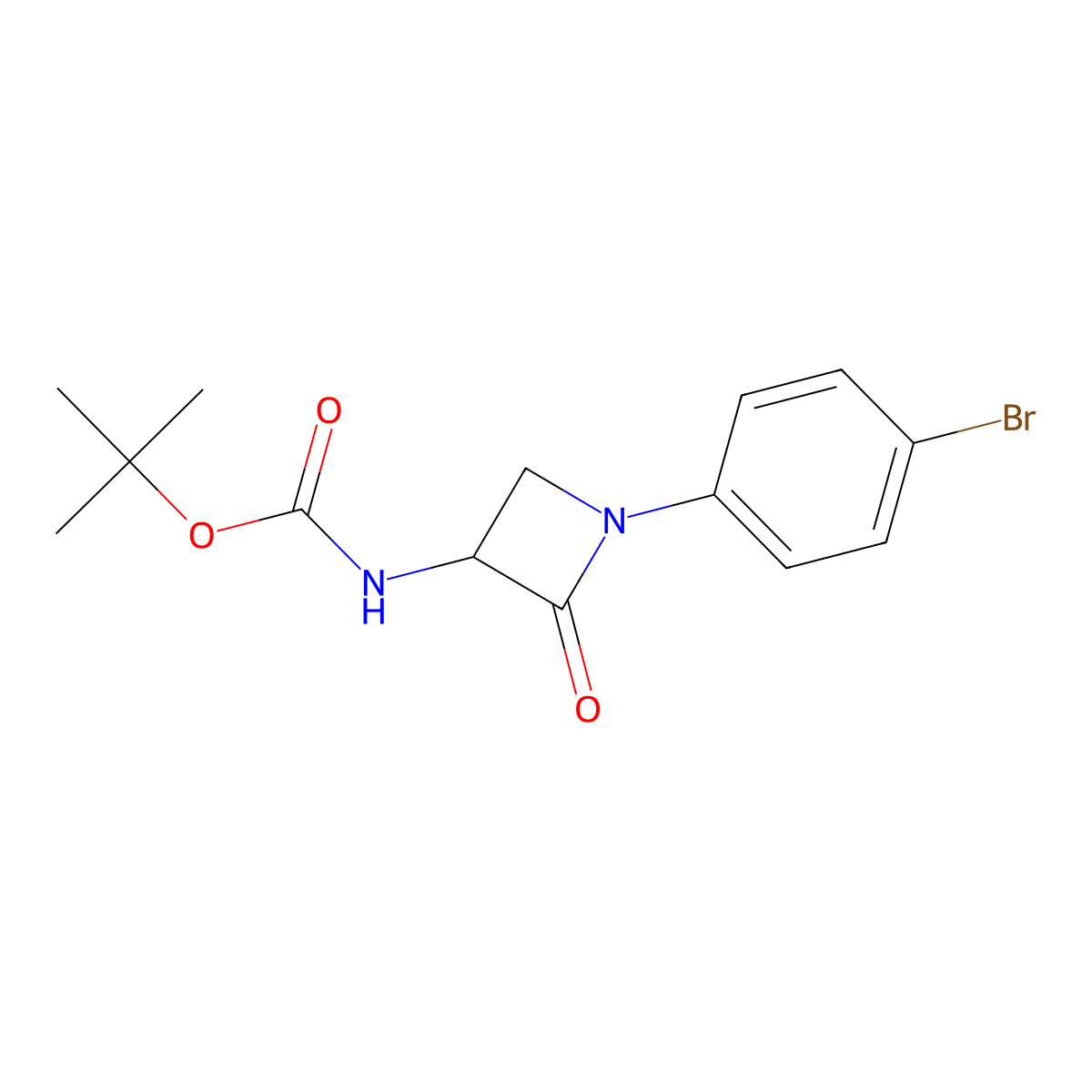 tert-butyl N-[1-(4-bromophenyl)-2-oxoazetidin-3-yl]carbamate molecular structure, CAS 2680541-58-4