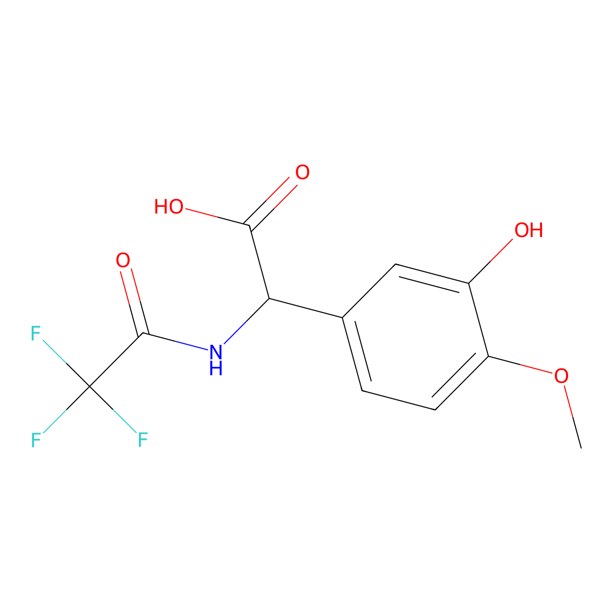 2-(3-Hydroxy-4-methoxyphenyl)-2-(2,2,2-trifluoroacetamido)acetic acid molecular structure, CAS 2680541-61-9