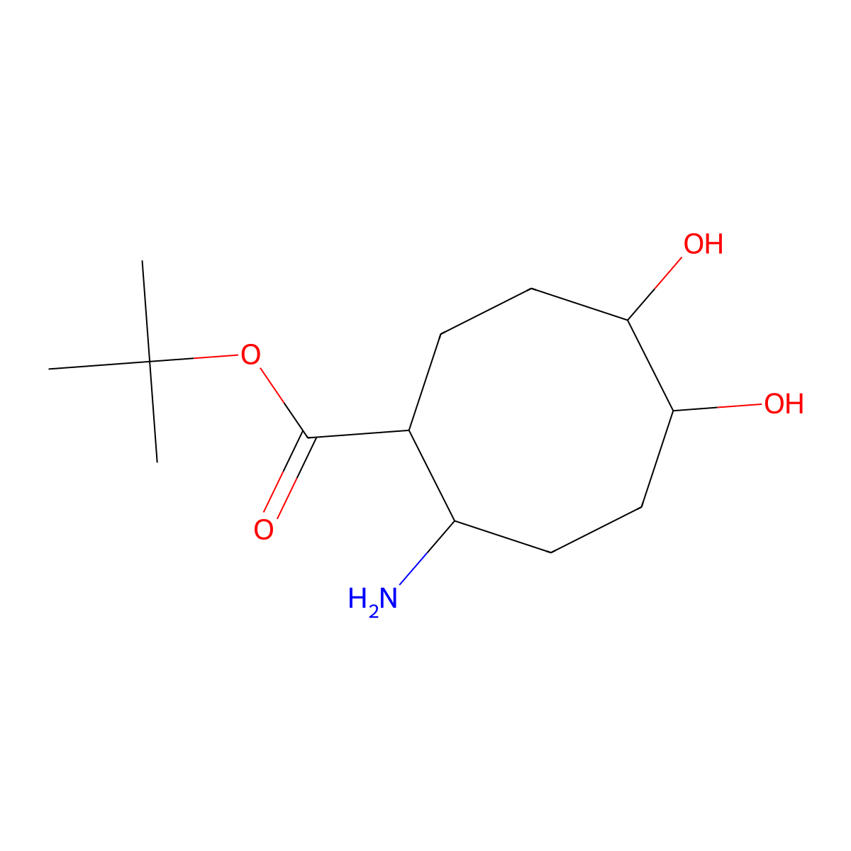 Tert-butyl 2-amino-5,6-dihydroxycyclooctane-1-carboxylate molecular structure, CAS 2680541-68-6