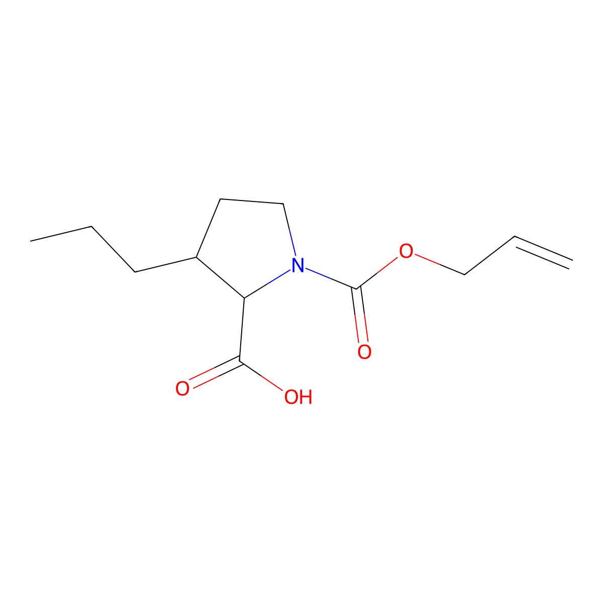1-[(Prop-2-en-1-yloxy)carbonyl]-3-propylpyrrolidine-2-carboxylic acid molecular structure, CAS 2680541-70-0