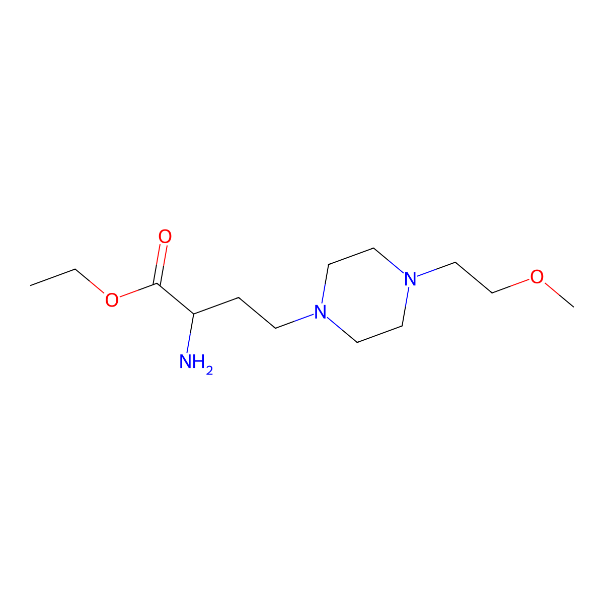Ethyl 2-amino-4-[4-(2-methoxyethyl)piperazin-1-yl]butanoate molecular structure, CAS 2680541-72-2