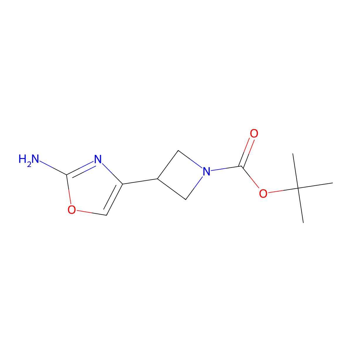 Tert-butyl 3-(2-amino-1,3-oxazol-4-yl)azetidine-1-carboxylate molecular structure, CAS 2680541-75-5