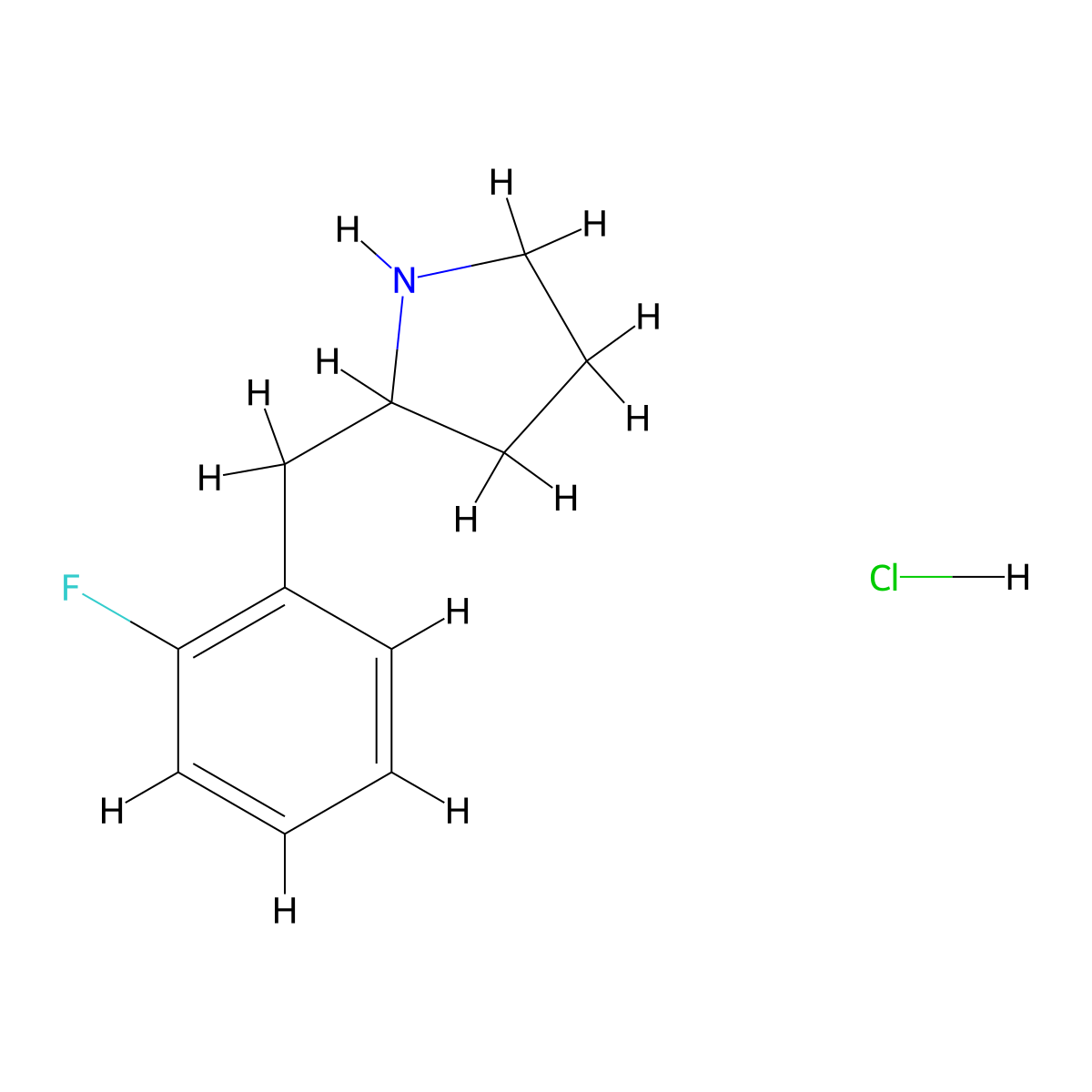 2-[(2-Fluorophenyl)methyl]pyrrolidine hydrochloride molecular structure, CAS 2680541-76-6