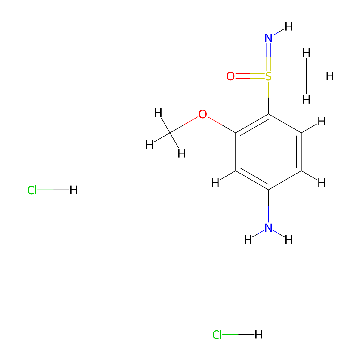 (4-Amino-2-methoxyphenyl)(imino)methyl-lambda6-sulfanone dihydrochloride molecular structure, CAS 2680541-81-3