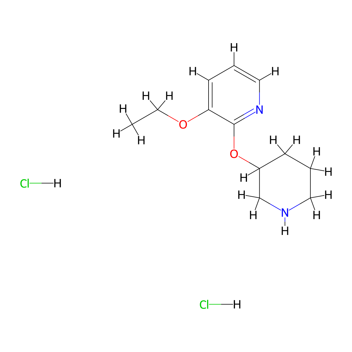 3-Ethoxy-2-(piperidin-3-yloxy)pyridine dihydrochloride molecular structure, CAS 2680541-87-9