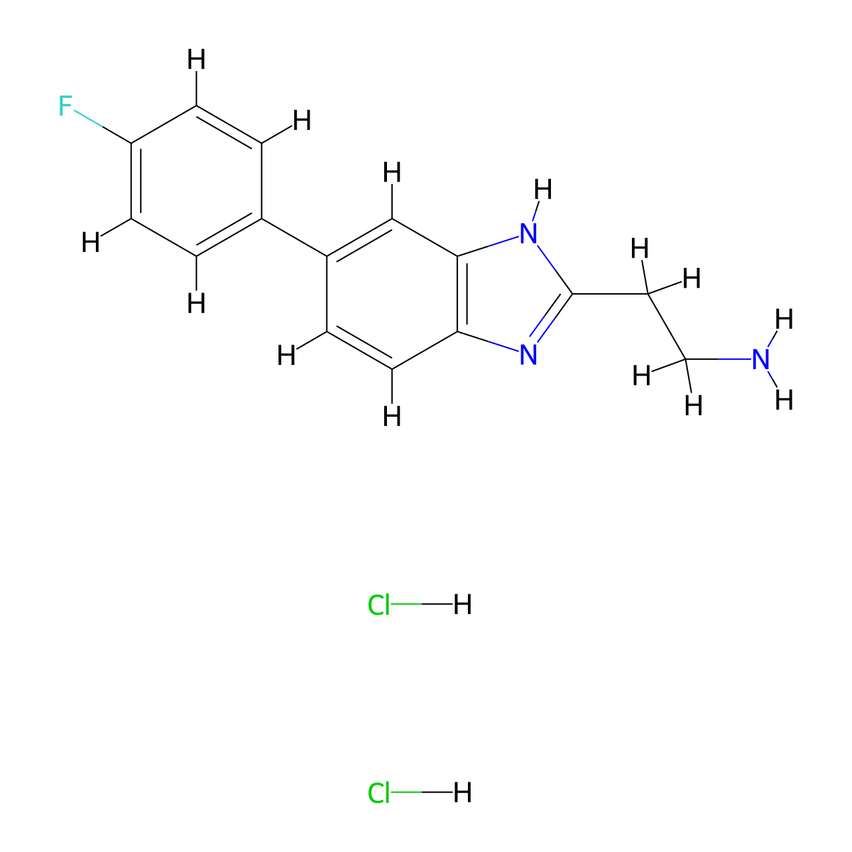 2-[5-(4-fluorophenyl)-1H-1,3-benzodiazol-2-yl]ethan-1-amine dihydrochloride molecular structure, CAS 2680541-90-4