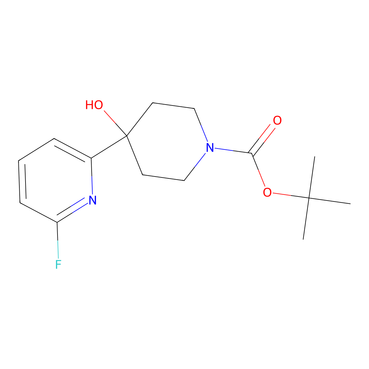 Tert-butyl 4-(6-fluoropyridin-2-yl)-4-hydroxypiperidine-1-carboxylate molecular structure, CAS 2680542-01-0