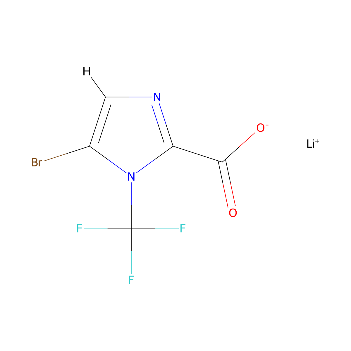 lithium(1+) 5-bromo-1-(trifluoromethyl)-1H-imidazole-2-carboxylate molecular structure, CAS 2680542-03-2