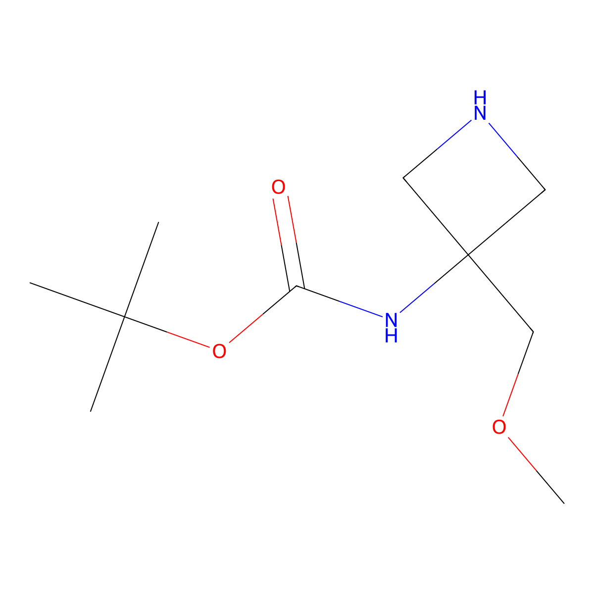 tert-butyl N-[3-(methoxymethyl)azetidin-3-yl]carbamate molecular structure, CAS 2680542-12-3