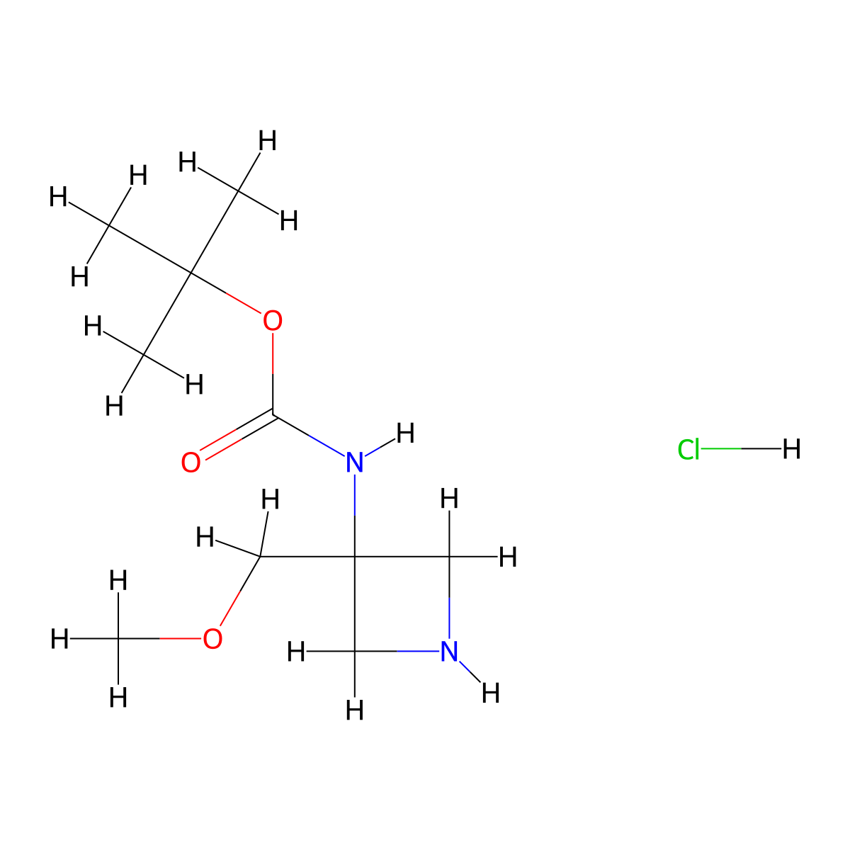 tert-butyl N-[3-(methoxymethyl)azetidin-3-yl]carbamate hydrochloride molecular structure, CAS 2680542-13-4