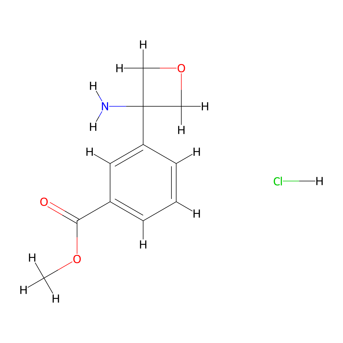 Methyl 3-(3-aminooxetan-3-yl)benzoate hydrochloride molecular structure, CAS 2680542-22-5