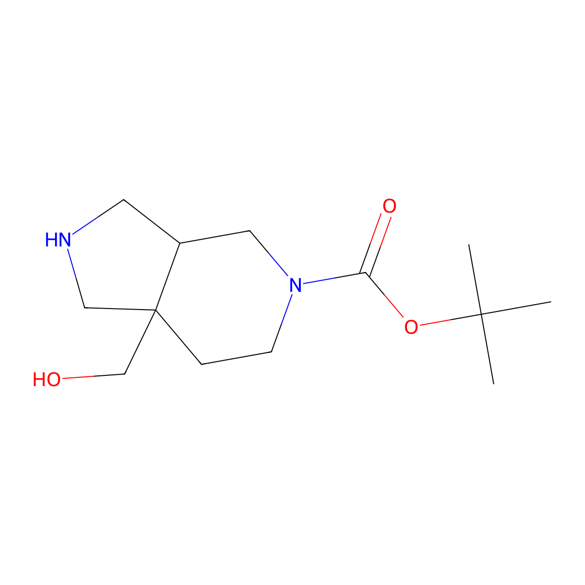 tert-butyl 7a-(hydroxymethyl)-octahydro-1H-pyrrolo[3,4-c]pyridine-5-carboxylate, Mixture of diastereomers molecular structure, CAS 2680542-24-7