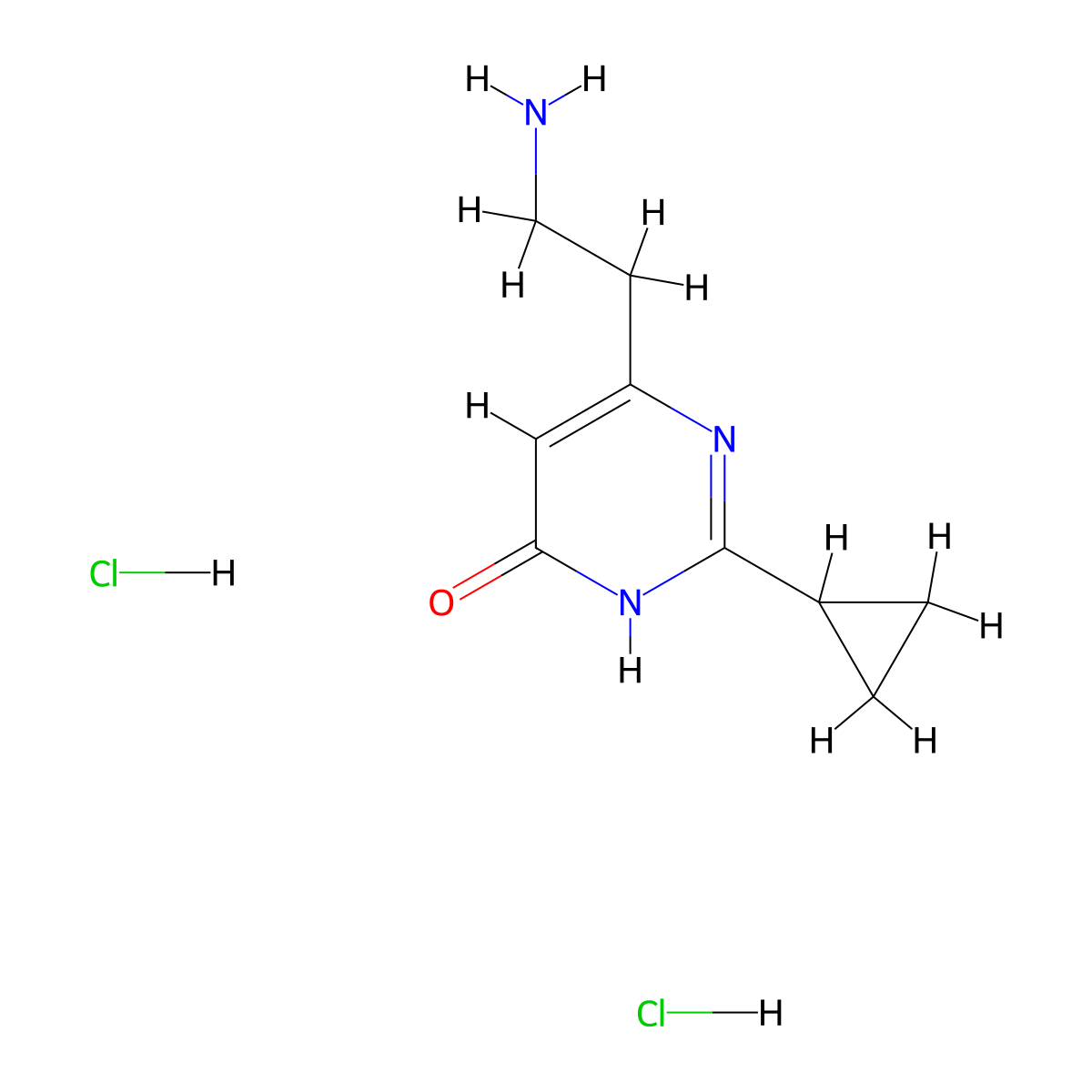 6-(2-Aminoethyl)-2-cyclopropylpyrimidin-4-ol dihydrochloride molecular structure, CAS 2680542-38-3