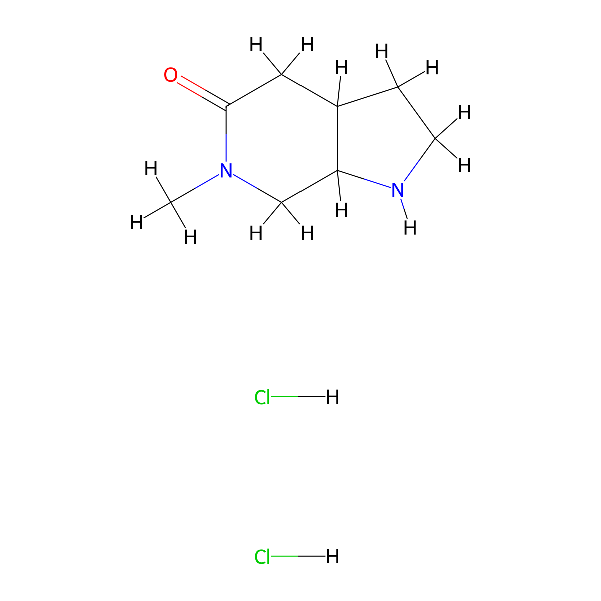 6-methyl-octahydro-1H-pyrrolo[2,3-c]pyridin-5-one dihydrochloride, Mixture of diastereomers molecular structure, CAS 2680542-40-7