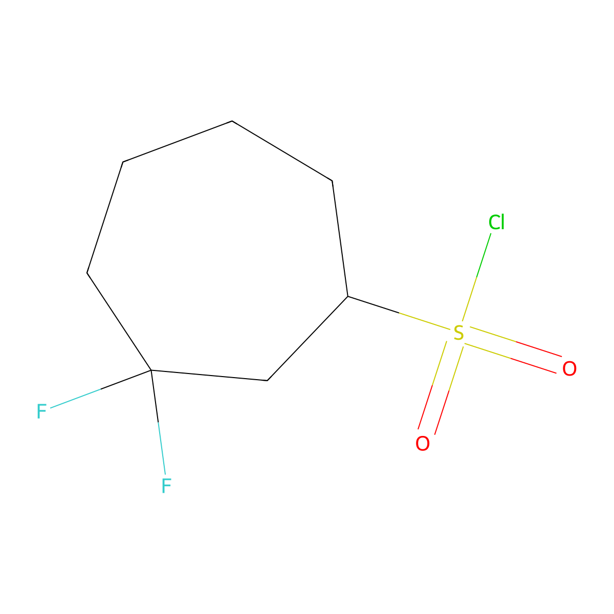 3,3-Difluorocycloheptane-1-sulfonyl chloride molecular structure, CAS 2680542-46-3