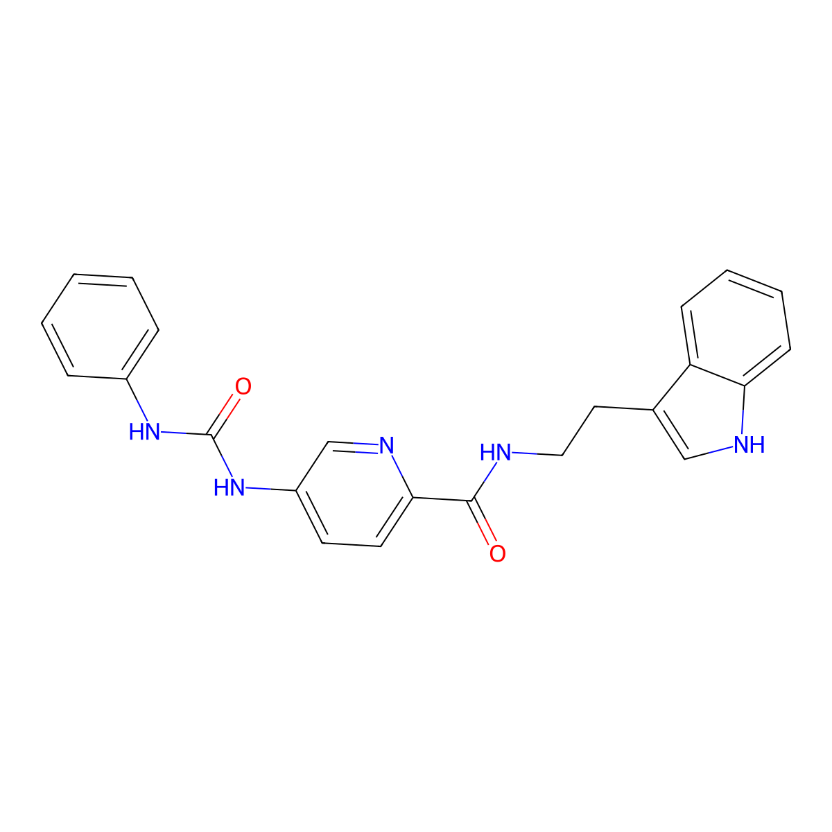 N-[2-(1H-indol-3-yl)ethyl]-5-[(phenylcarbamoyl)amino]pyridine-2-carboxamide molecular structure, CAS 2680542-49-6