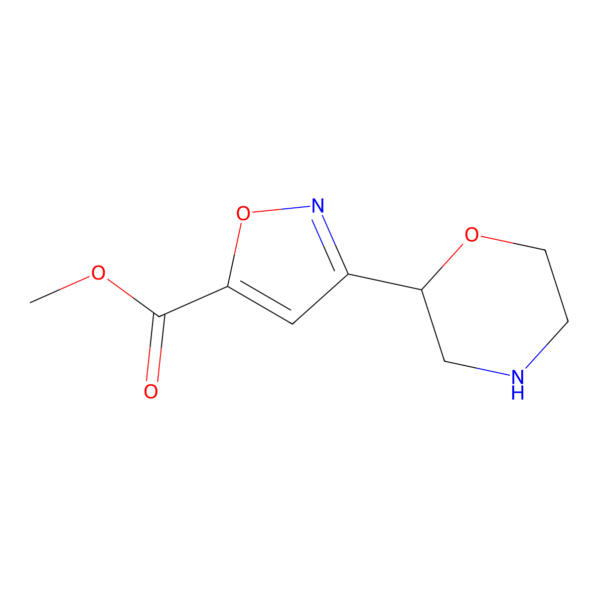 Methyl 3-(morpholin-2-yl)-1,2-oxazole-5-carboxylate molecular structure, CAS 2680542-55-4