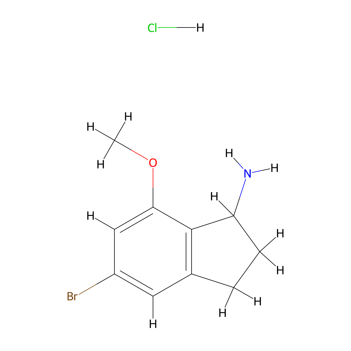 5-bromo-7-methoxy-2,3-dihydro-1H-inden-1-amine hydrochloride molecular structure, CAS 2680542-57-6