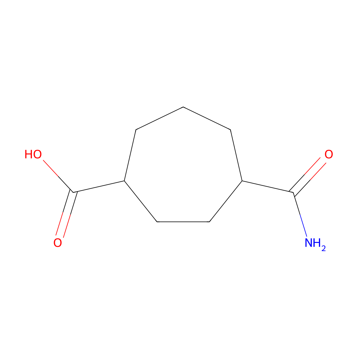 4-Carbamoylcycloheptane-1-carboxylic acid molecular structure, CAS 2680542-60-1