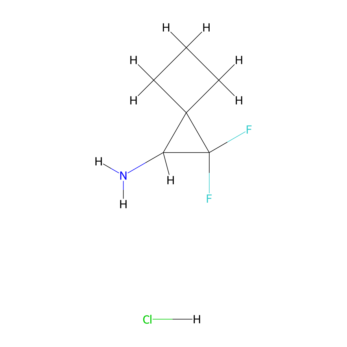 2,2-Difluorospiro[2.3]hexan-1-amine hydrochloride molecular structure, CAS 2680542-61-2