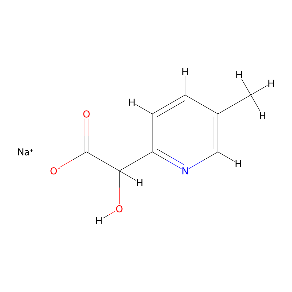 Sodium 2-hydroxy-2-(5-methylpyridin-2-yl)acetate molecular structure, CAS 2680542-63-4