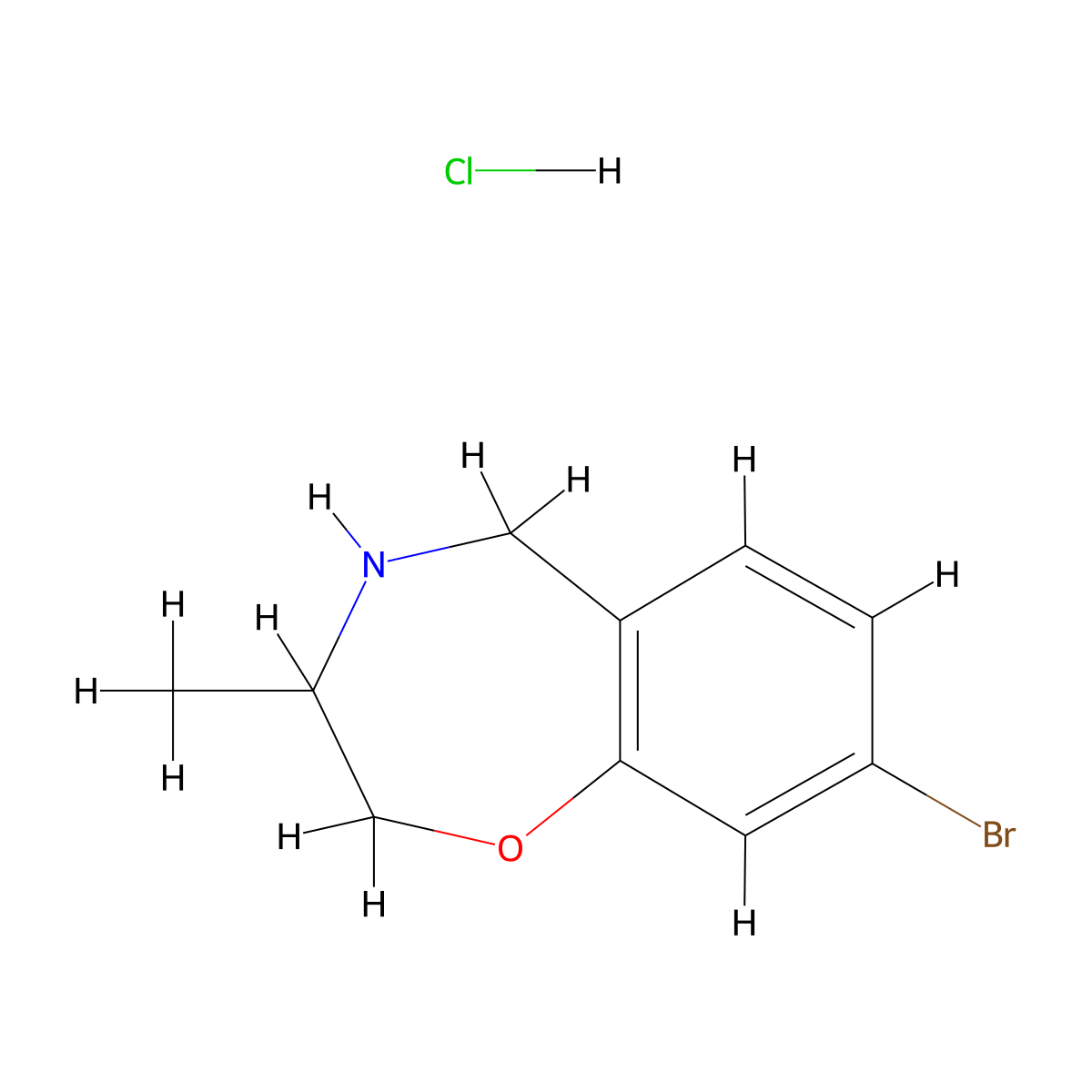 8-Bromo-3-methyl-2,3,4,5-tetrahydro-1,4-benzoxazepine hydrochloride molecular structure, CAS 2680542-69-0