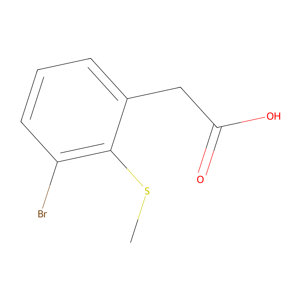 2-[3-Bromo-2-(methylsulfanyl)phenyl]acetic acid molecular structure, CAS 2680542-70-3