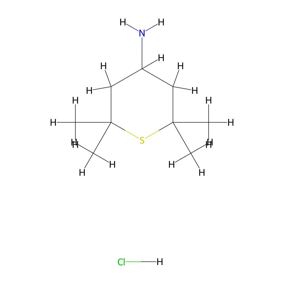 2,2,6,6-Tetramethylthian-4-amine hydrochloride molecular structure, CAS 2680542-74-7