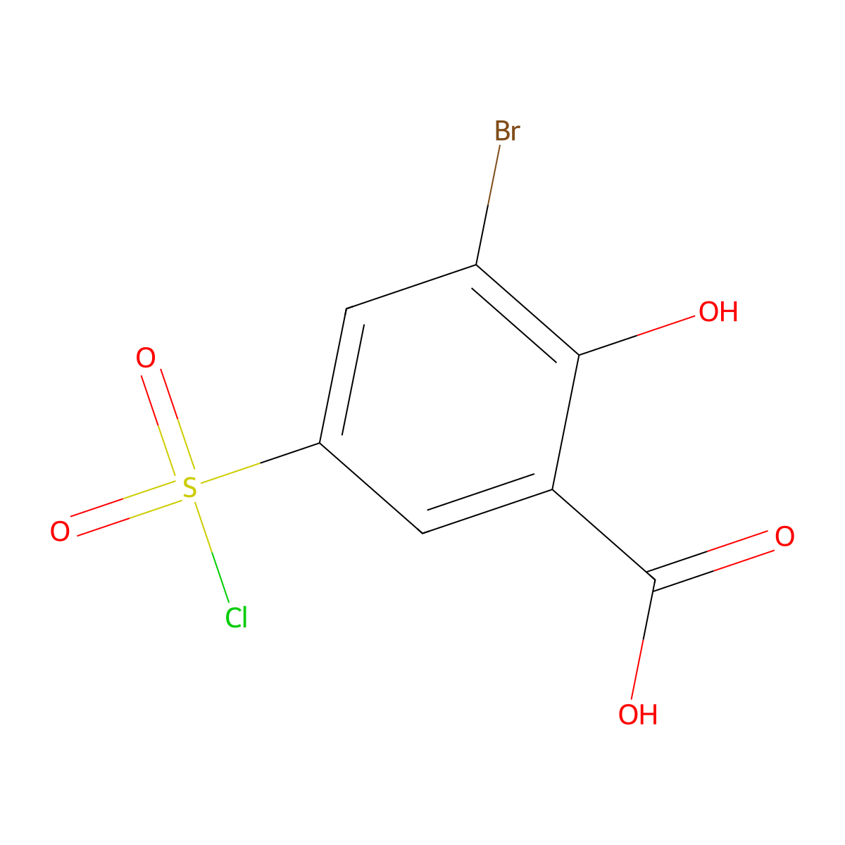 3-Bromo-5-(chlorosulfonyl)-2-hydroxybenzoic acid molecular structure, CAS 2680542-75-8