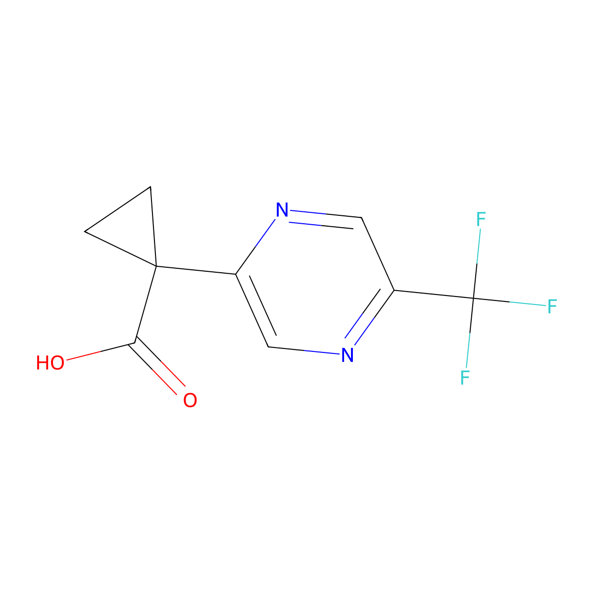 1-[5-(Trifluoromethyl)pyrazin-2-yl]cyclopropane-1-carboxylic acid molecular structure, CAS 2680542-77-0
