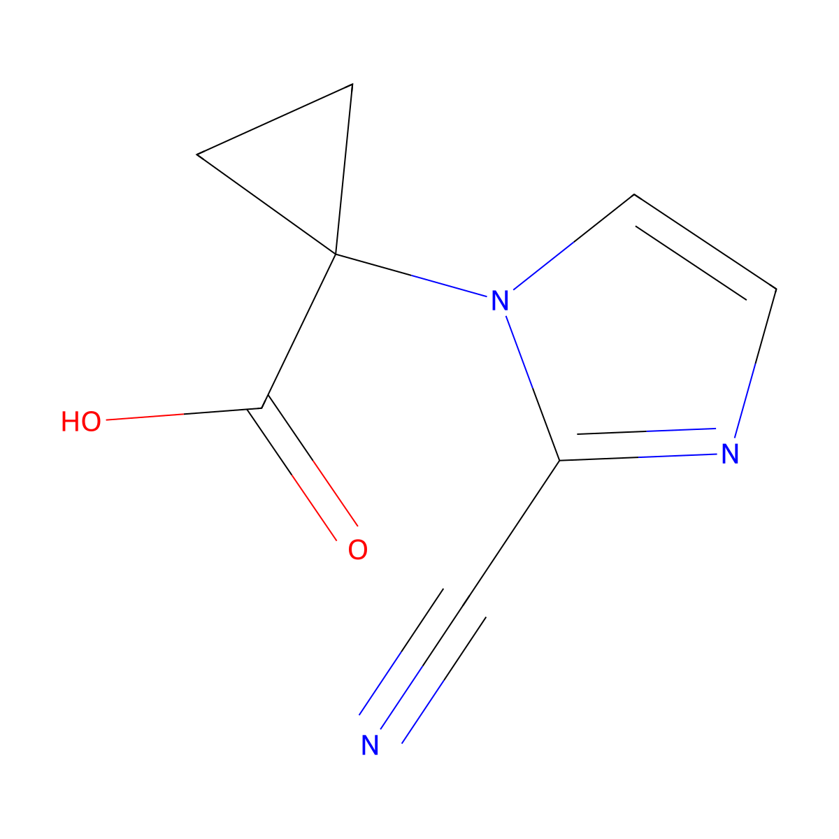 1-(2-cyano-1H-imidazol-1-yl)cyclopropane-1-carboxylic acid molecular structure, CAS 2680542-81-6
