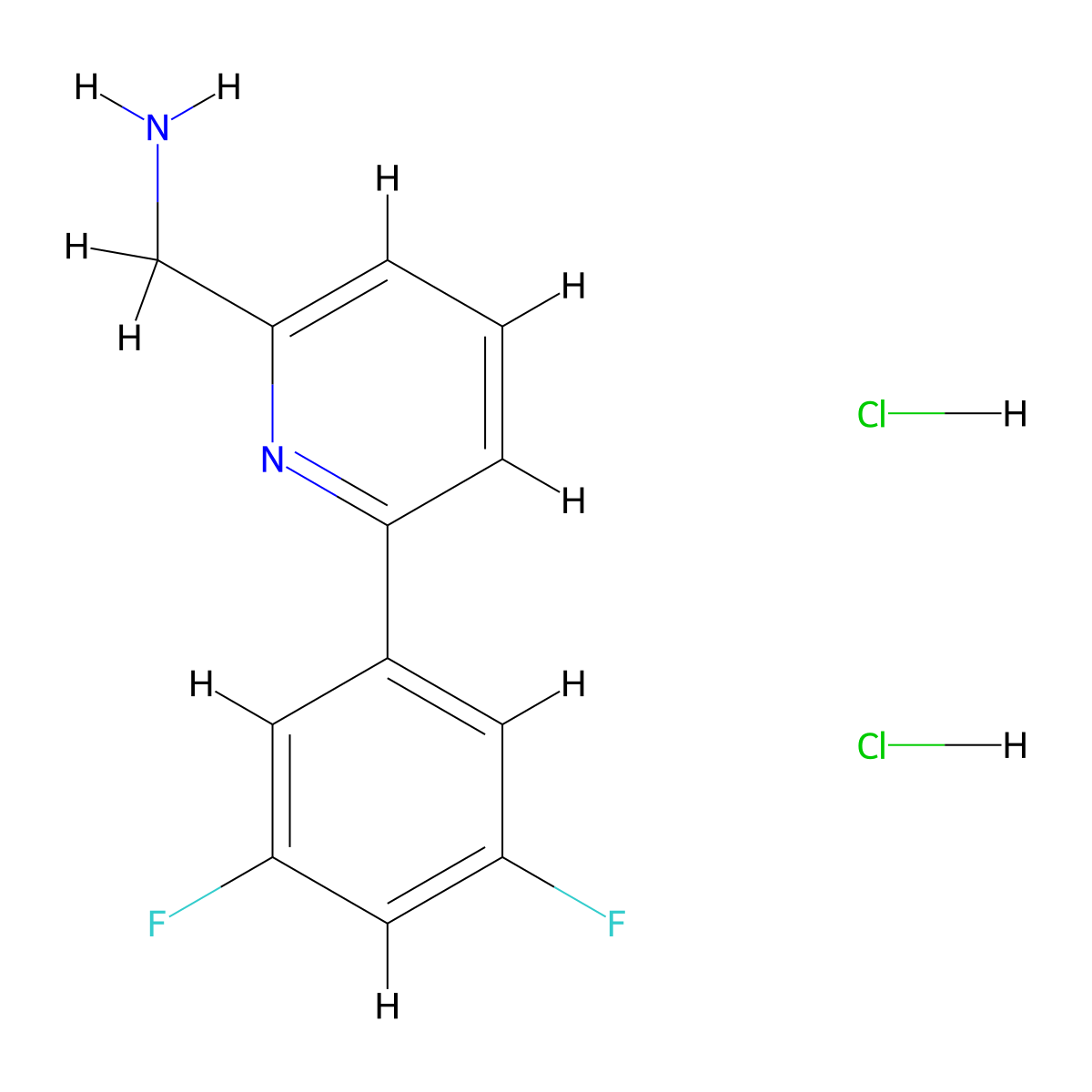 1-(6-(3,5-Difluorophenyl)pyridin-2-yl)methanamine dihydrochloride molecular structure, CAS 2680542-87-2