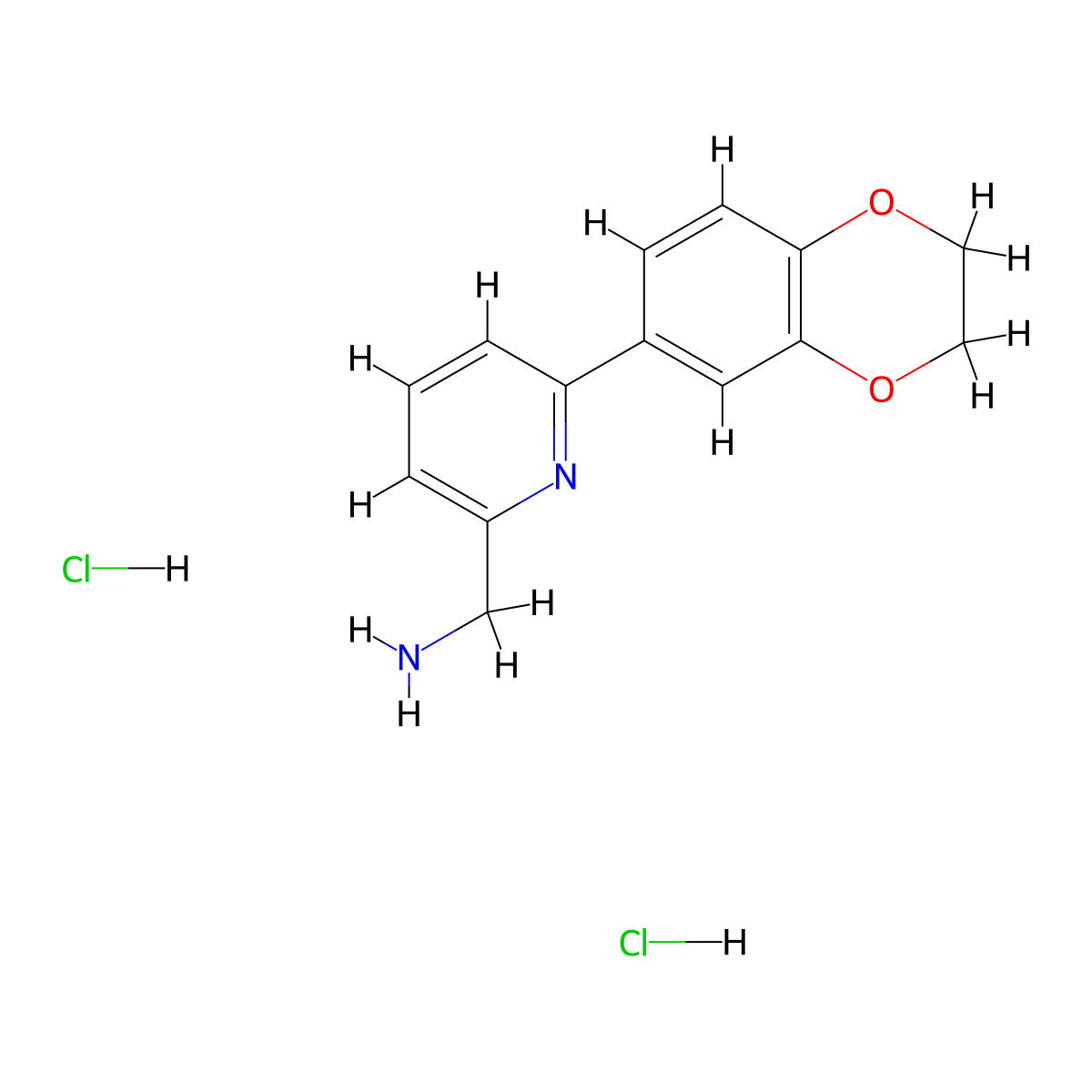 1-[6-(2,3-Dihydro-1,4-benzodioxin-6-yl)pyridin-2-yl]methanamine dihydrochloride molecular structure, CAS 2680543-01-3