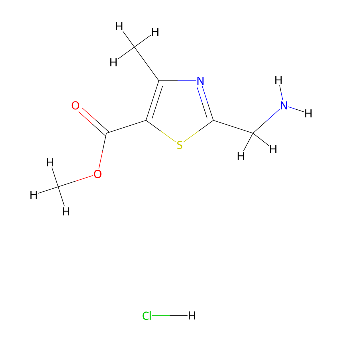 Methyl 2-(aminomethyl)-4-methyl-1,3-thiazole-5-carboxylate hydrochloride molecular structure, CAS 2680543-06-8